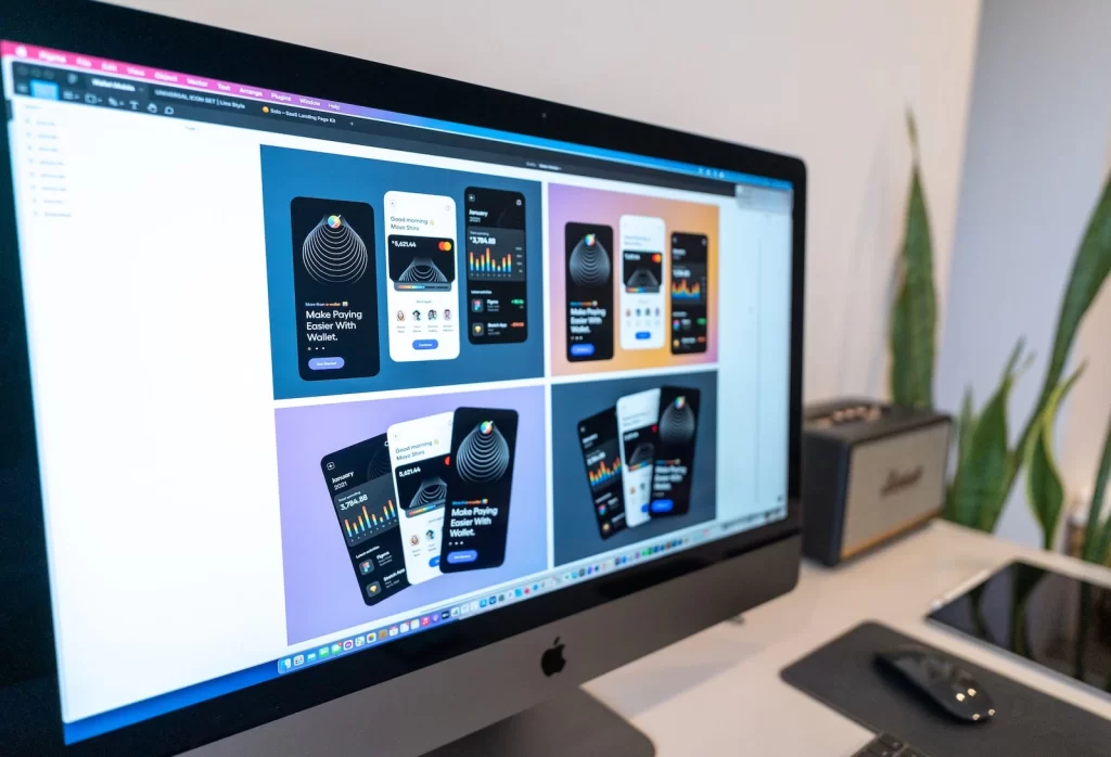 Desktop monitor showing a web design layout