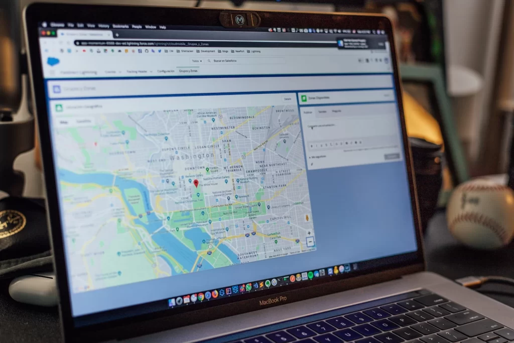 Laptop showing a Google Maps listing